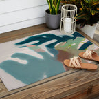 abstract pastel leaves 2 Outdoor Rug Gallery Image 2