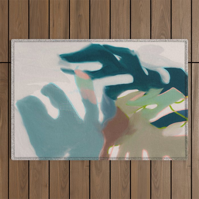 abstract pastel leaves 2 Outdoor Rug Gallery Image 1