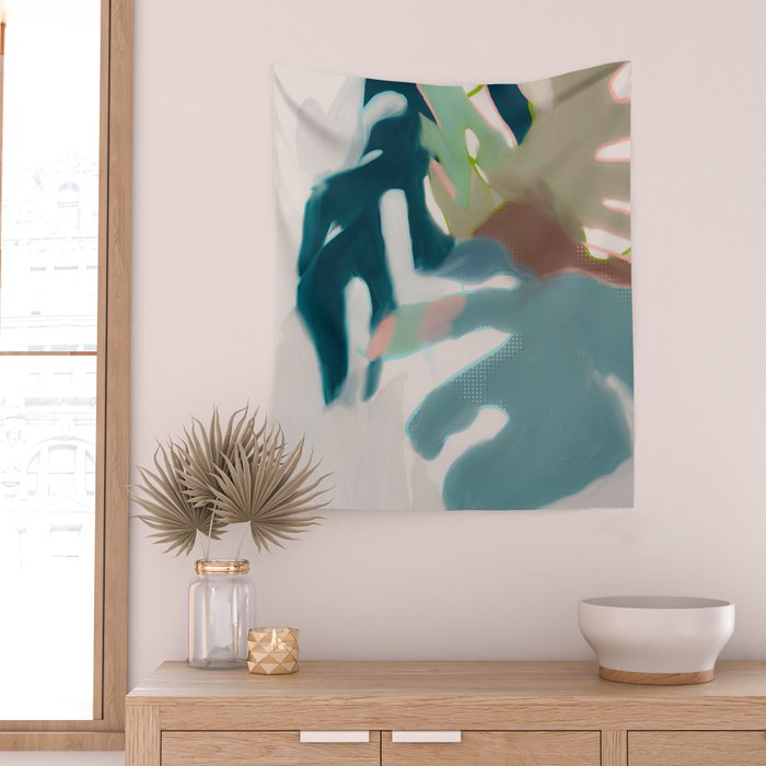 abstract pastel leaves 2 Wall Tapestry Gallery Image 2