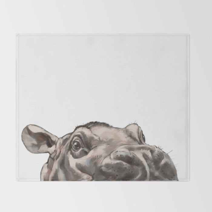 Peeking Baby Hippo Throw Blanket Gallery Image 2