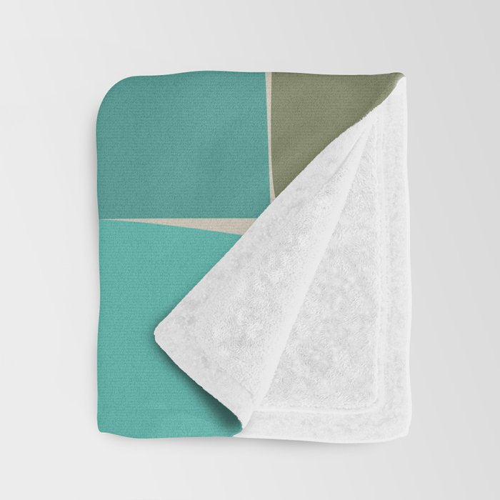 Flux Midcentury Modern Check Grid Pattern in Vintage Olive Green and Turquoise Teal Throw Blanket Gallery Image 3