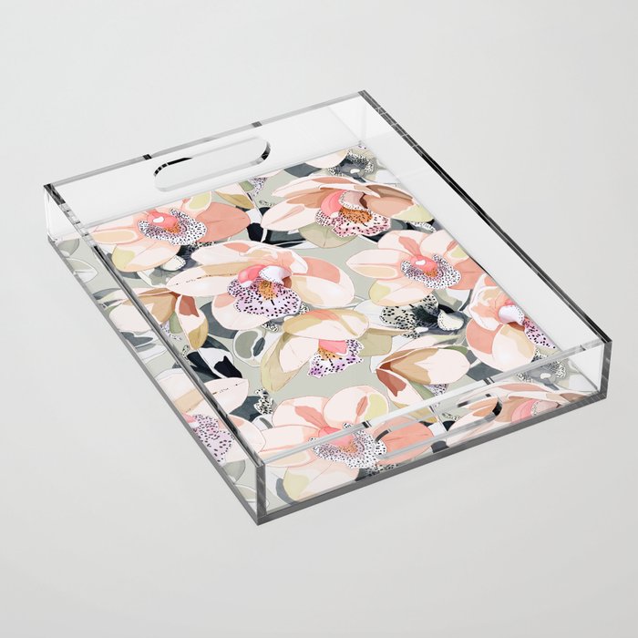 Tropical flowery leafy A Acrylic Tray Gallery Image 1