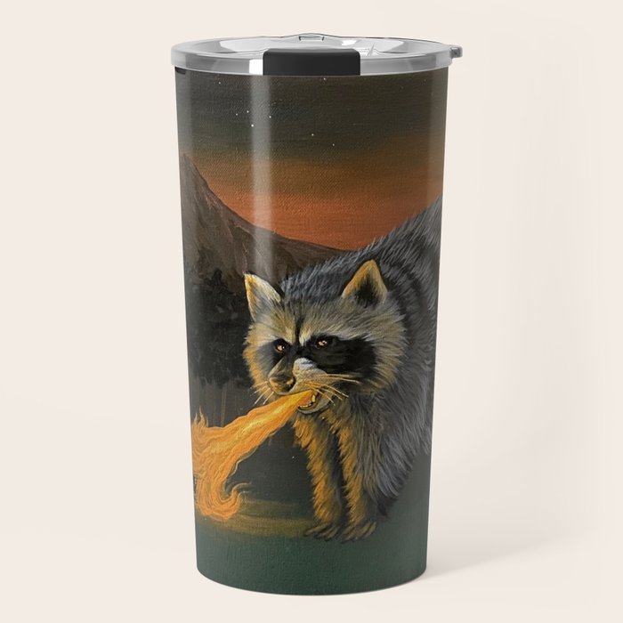 Fire Breathing Raccoon Travel Mug Gallery Image 1