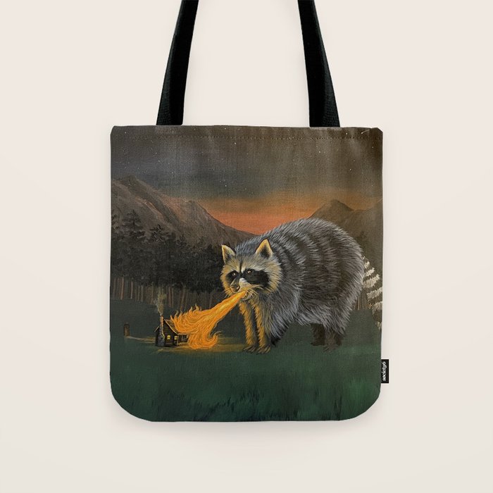 Fire Breathing Raccoon Tote Bag Gallery Image 1