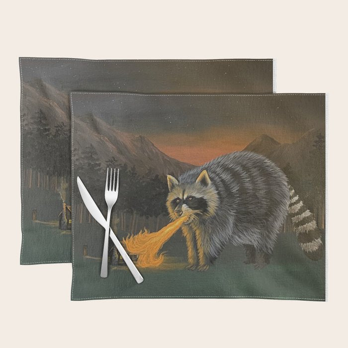 Fire Breathing Raccoon Placemat