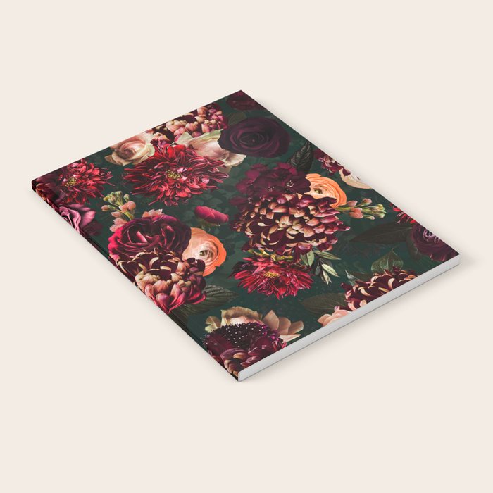 Vintage & Shabby Chic  - Fall Lush Botanical Midnight Garden Notebook