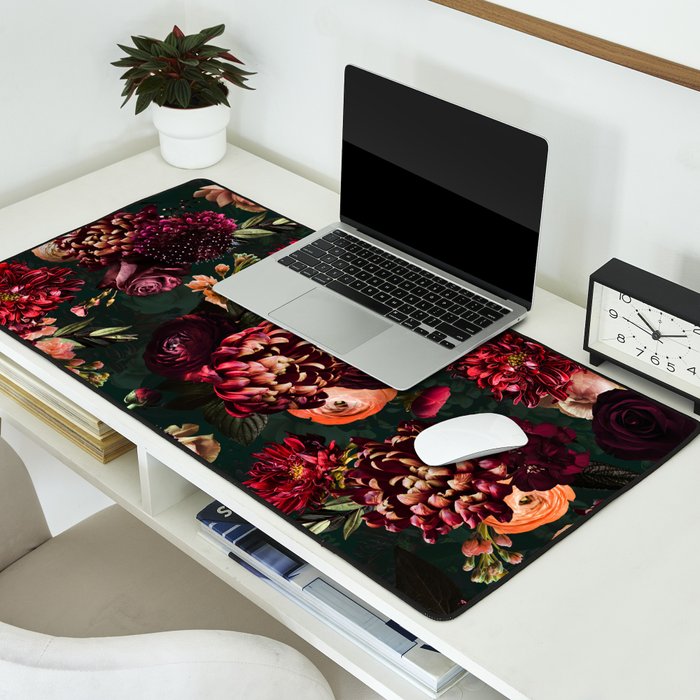 Vintage & Shabby Chic  - Fall Lush Botanical Midnight Garden Desk Mat Gallery Image 2