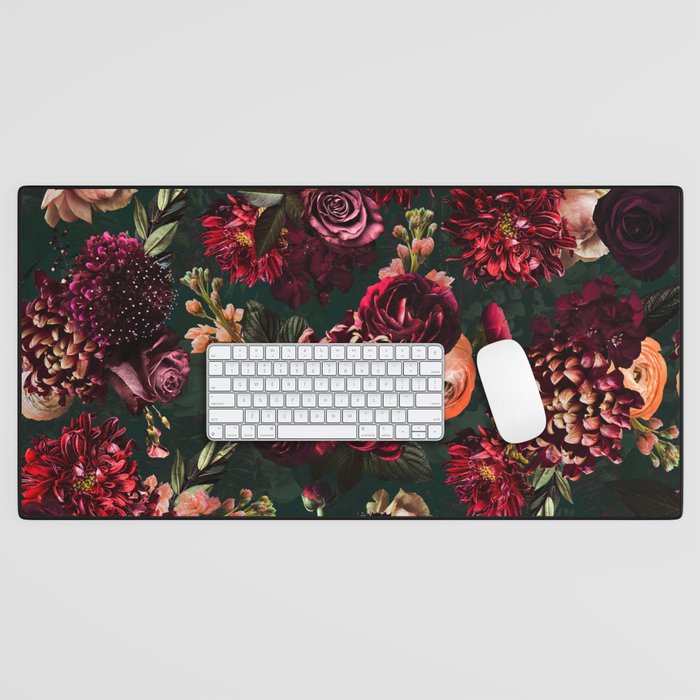 Vintage & Shabby Chic  - Fall Lush Botanical Midnight Garden Desk Mat Gallery Image 1