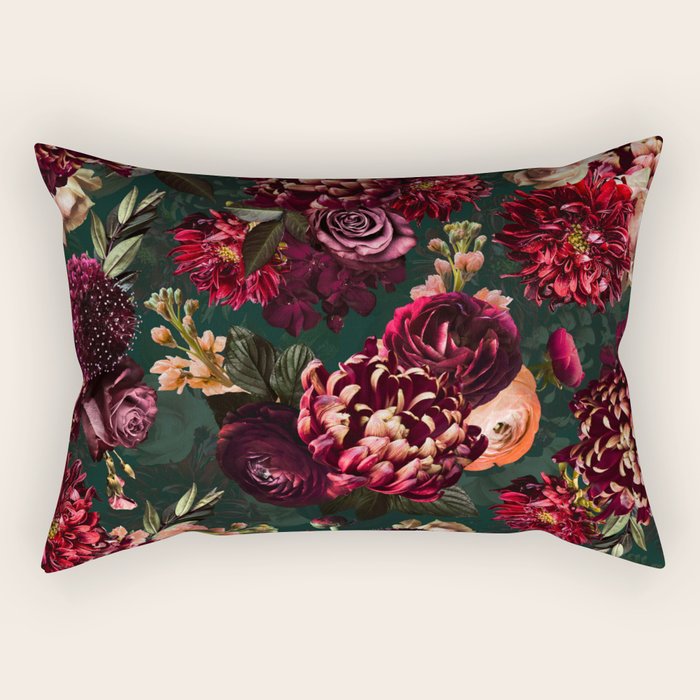 Vintage & Shabby Chic  - Fall Lush Botanical Midnight Garden Rectangular Pillow Gallery Image 2