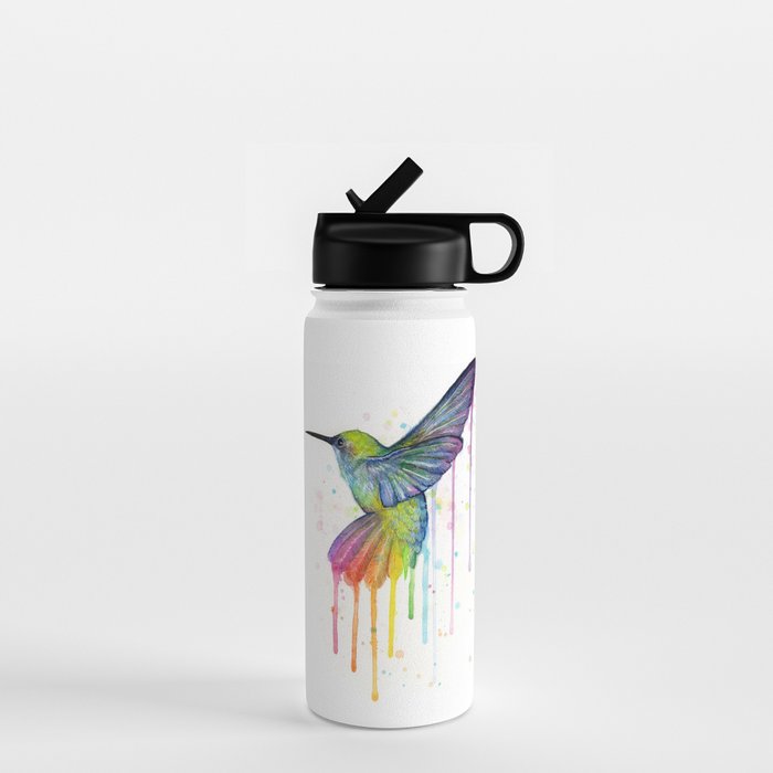 Hummingbird Rainbow Watercolor Water Bottle Gallery Image 1