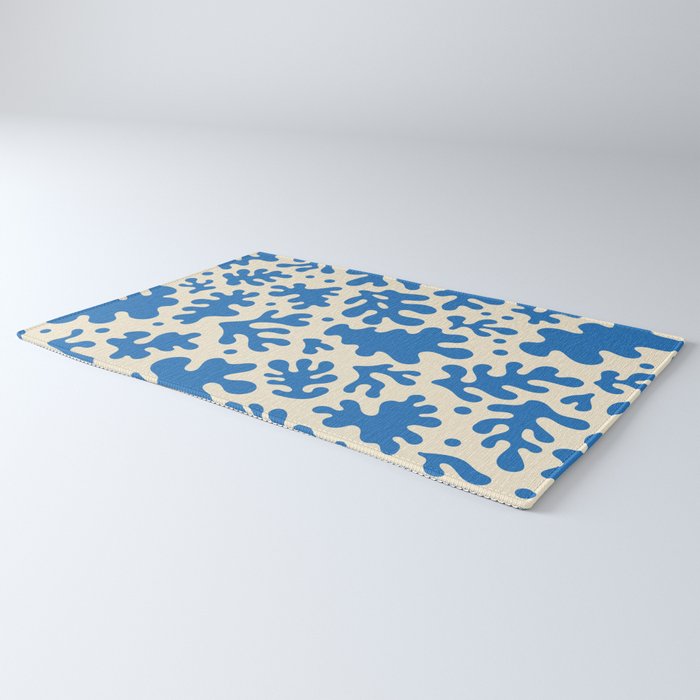 Abstract organic blue leaf art pattern Rug Gallery Image 3
