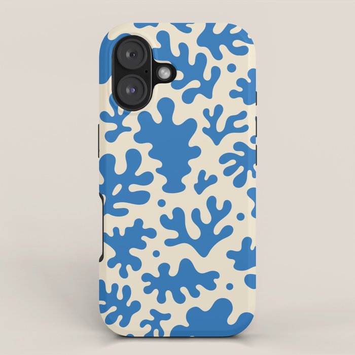 Abstract organic blue leaf art pattern iPhone Case Gallery Image 1