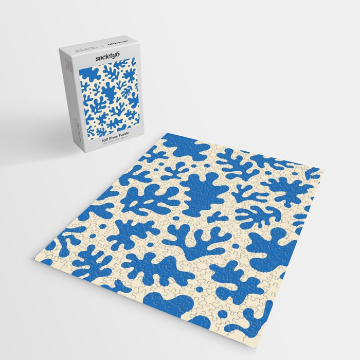 Abstract organic blue leaf art pattern Jigsaw Puzzle Gallery Image 2