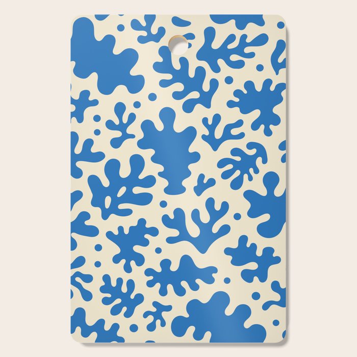 Abstract organic blue leaf art pattern Cutting Board Gallery Image 1
