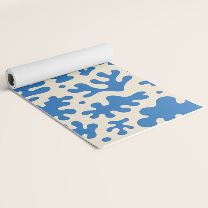 Abstract organic blue leaf art pattern Yoga Mat Gallery Image 2