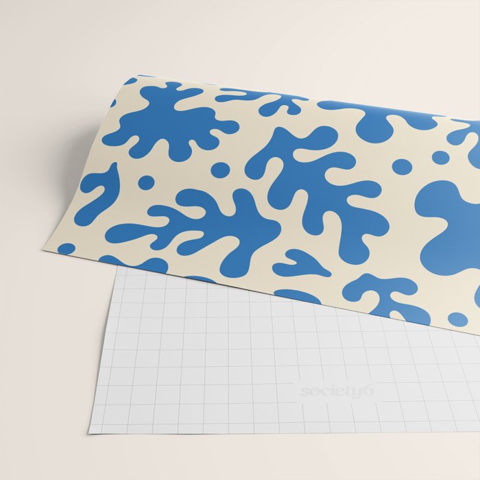 Abstract organic blue leaf art pattern Wrapping Paper Gallery Image 2