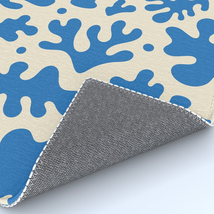 Abstract organic blue leaf art pattern Rug Gallery Image 4