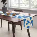 Abstract organic blue leaf art pattern Table Runner Gallery Image 2