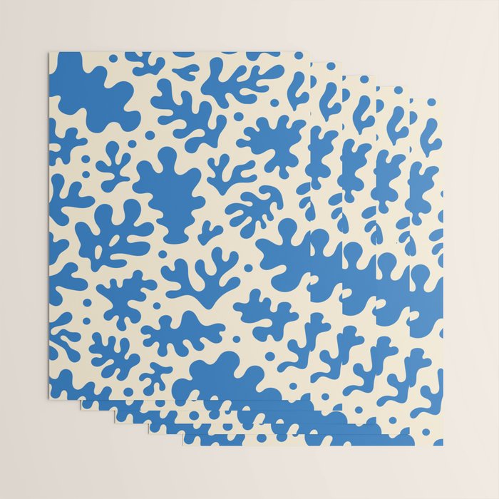 Abstract organic blue leaf art pattern Wrapping Paper Gallery Image 3