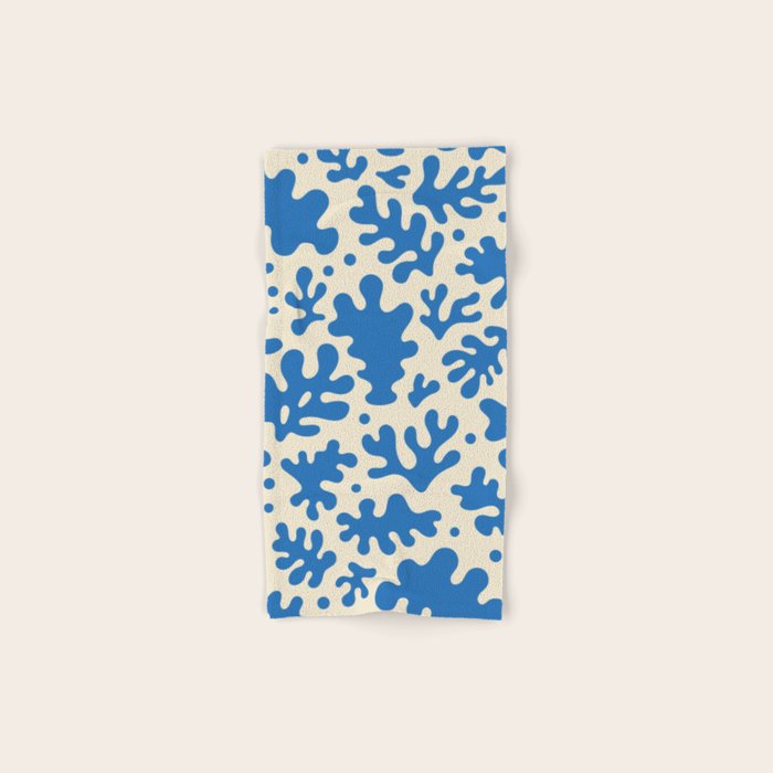 Abstract organic blue leaf art pattern Bath Towel Gallery Image 1
