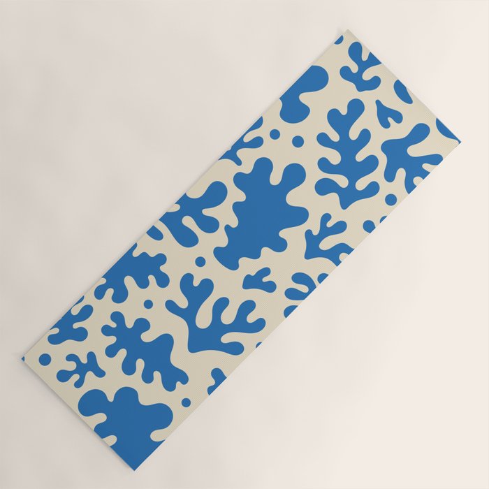 Abstract organic blue leaf art pattern Yoga Mat Gallery Image 1