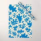 Abstract organic blue leaf art pattern Wrapping Paper Gallery Image 1