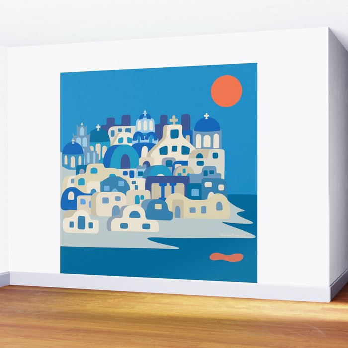 Sunny Santorini Wall Mural Gallery Image 2