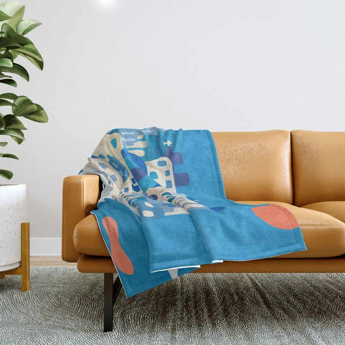 Sunny Santorini Throw Blanket Gallery Image 1
