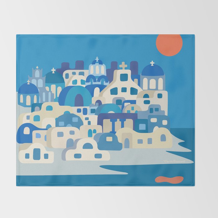 Sunny Santorini Throw Blanket Gallery Image 2