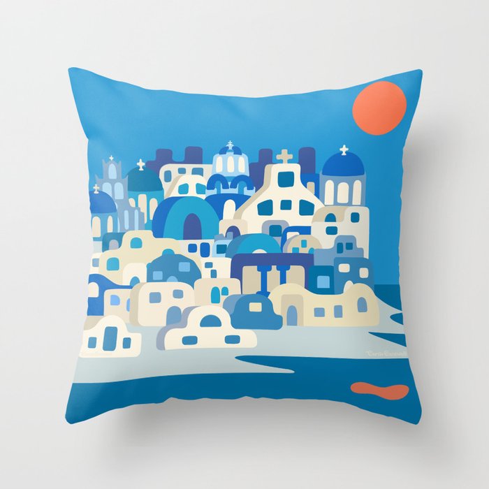 Sunny Santorini Throw Pillow Gallery Image 6