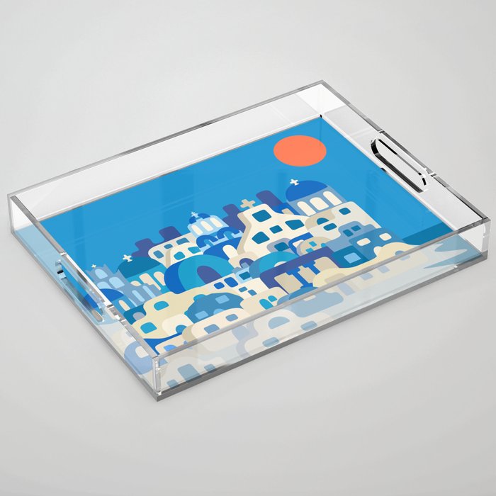 Sunny Santorini Acrylic Tray Gallery Image 1