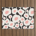 Poppy Dot - Retro Floral Black Pink Outdoor Rug Gallery Image 1