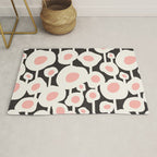 Poppy Dot - Retro Floral Black Pink Rug Gallery Image 1
