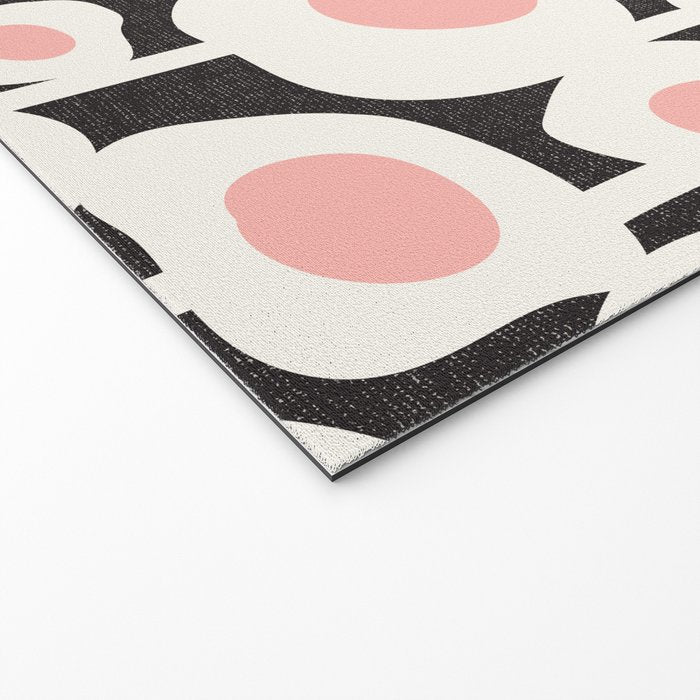 Poppy Dot - Retro Floral Black Pink Welcome Mat Gallery Image 2