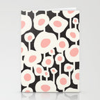 Poppy Dot - Retro Floral Black Pink Stationery Card Gallery Image 2
