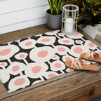 Poppy Dot - Retro Floral Black Pink Outdoor Rug Gallery Image 2
