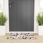 Poppy Dot - Retro Floral Black Pink Welcome Mat Gallery Image 3