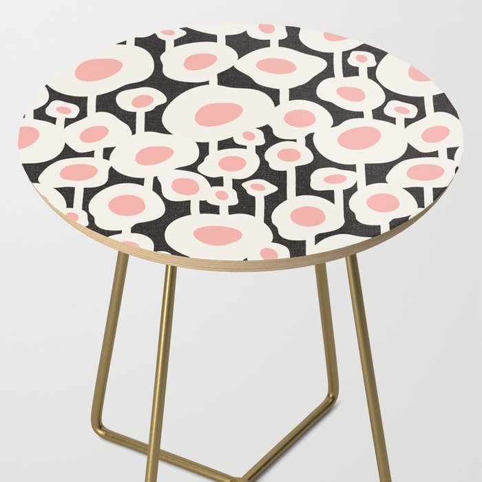 Poppy Dot - Retro Floral Black Pink Side Table Gallery Image 2