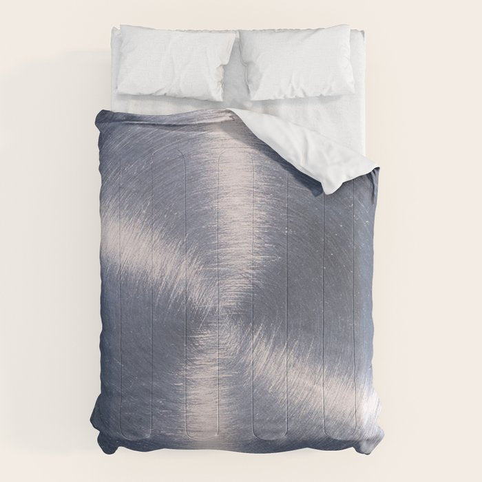 Silver Metallic Stainless Steel Pattern Comforter Gallery Image 1