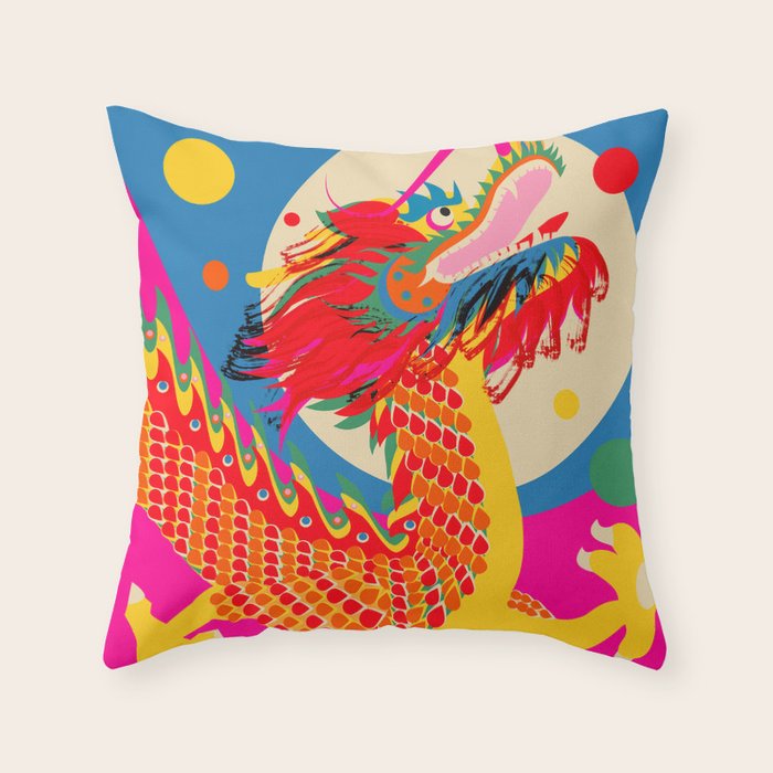 Happy Dragon Throw Pillow Gallery Image 1