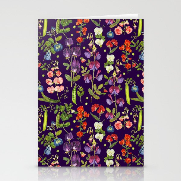 Beautiful Pea Flowers and Peas - dark Stationery Card Gallery Image 1