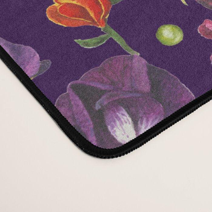 Beautiful Pea Flowers and Peas - dark Desk Mat Gallery Image 4