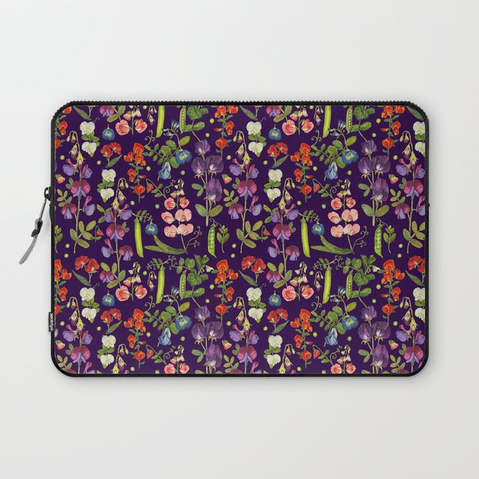 Beautiful Pea Flowers and Peas - dark Laptop Sleeve Gallery Image 1