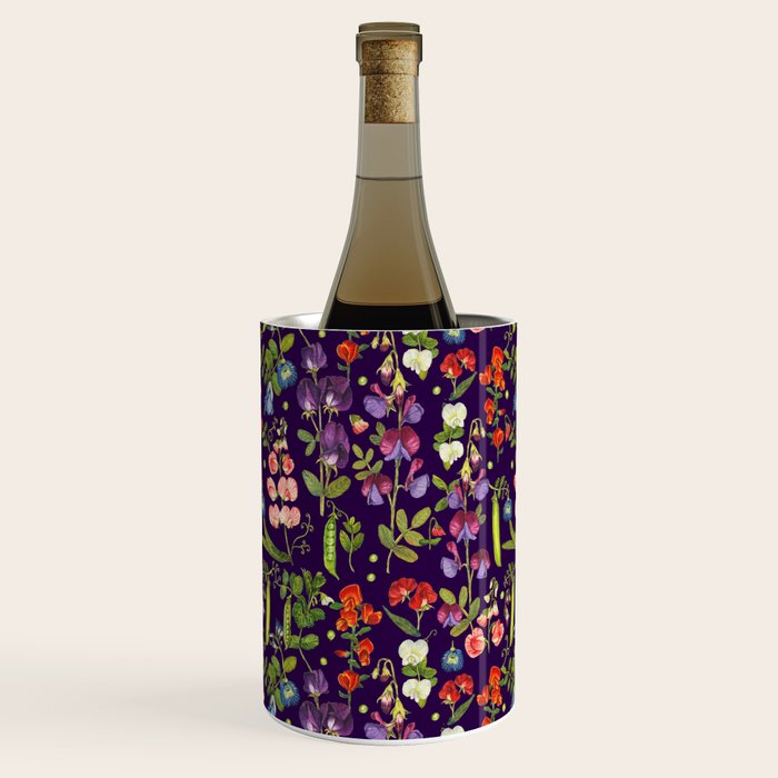 Beautiful Pea Flowers and Peas - dark Wine Chiller Gallery Image 1