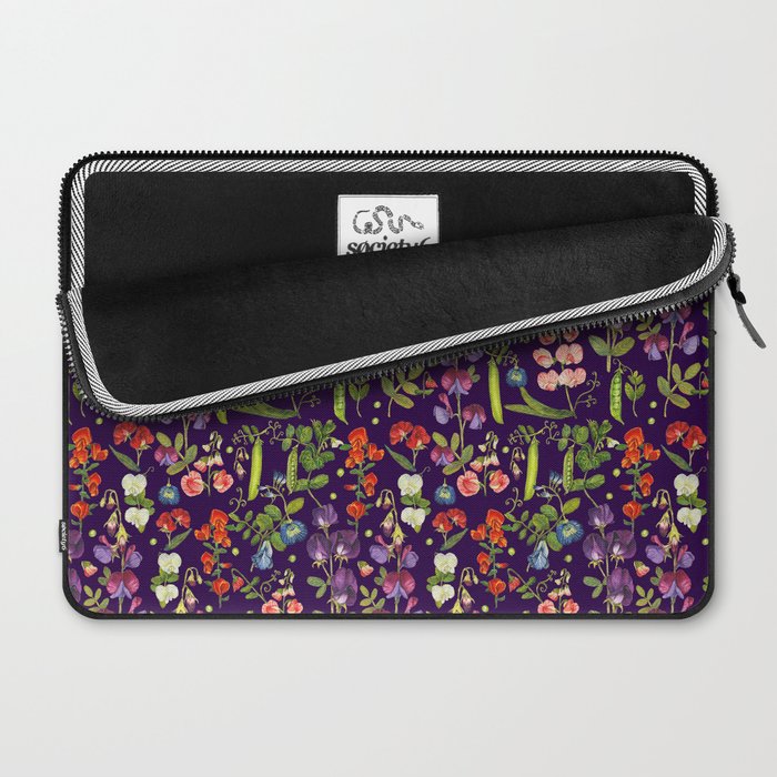 Beautiful Pea Flowers and Peas - dark Laptop Sleeve Gallery Image 2