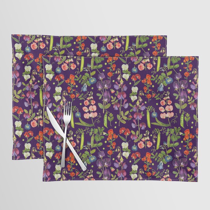 Beautiful Pea Flowers and Peas - dark Placemat Gallery Image 1