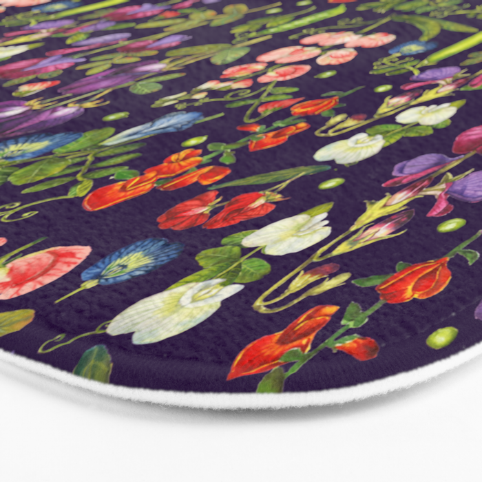 Beautiful Pea Flowers and Peas - dark Bath Mat Gallery Image 3