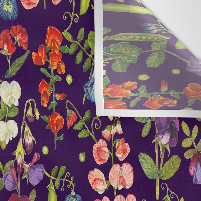 Beautiful Pea Flowers and Peas - dark Wall Tapestry Gallery Image 3