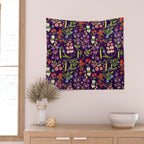 Beautiful Pea Flowers and Peas - dark Wall Tapestry Gallery Image 2