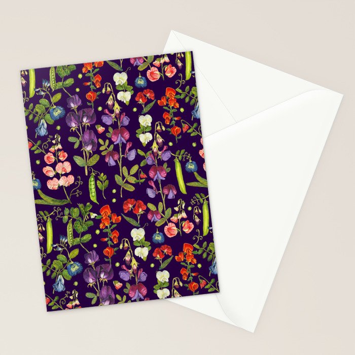 Beautiful Pea Flowers and Peas - dark Stationery Card Gallery Image 2